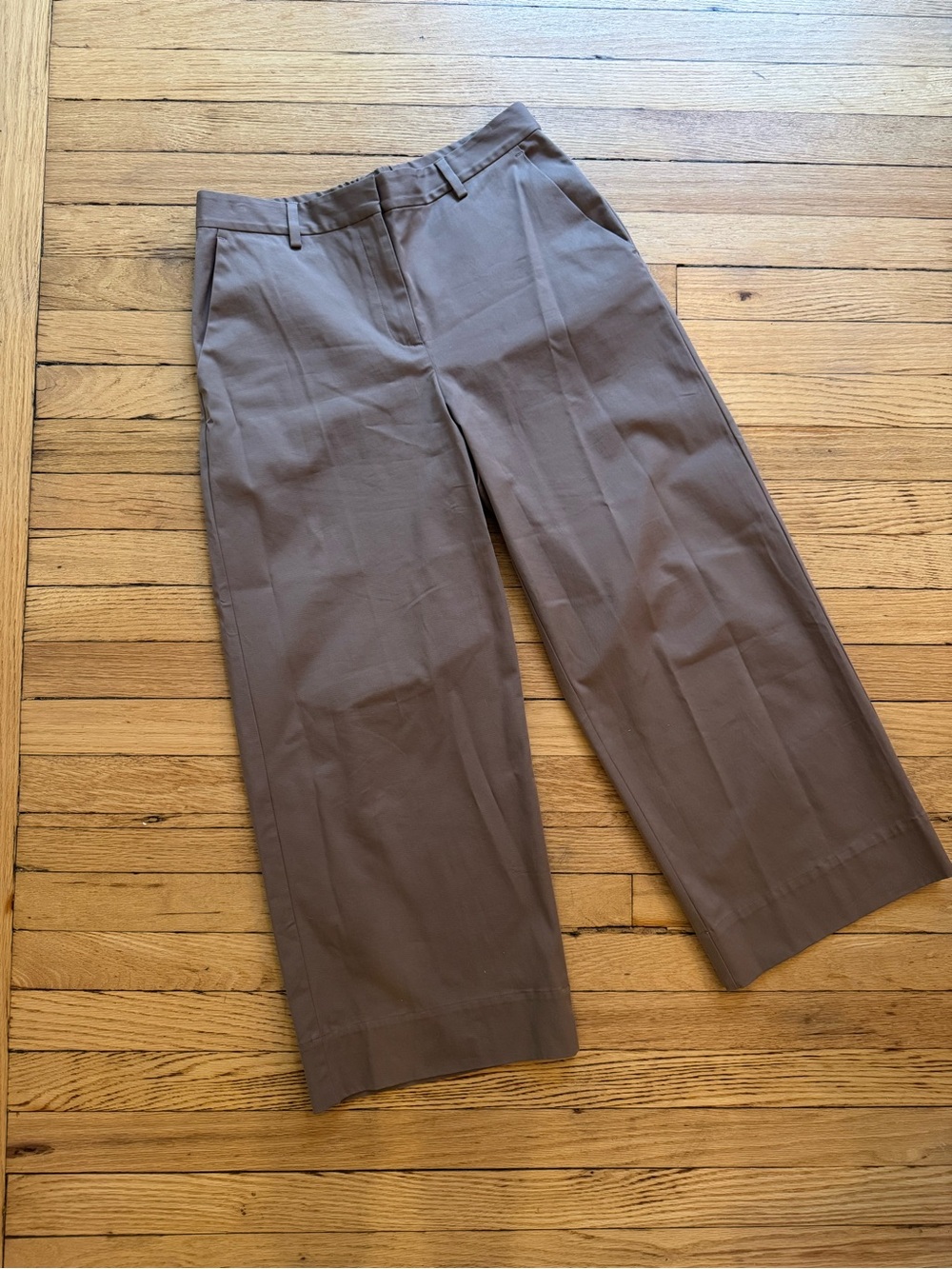 Eileen Fisher Wide-Leg Taupe Dress Pants
